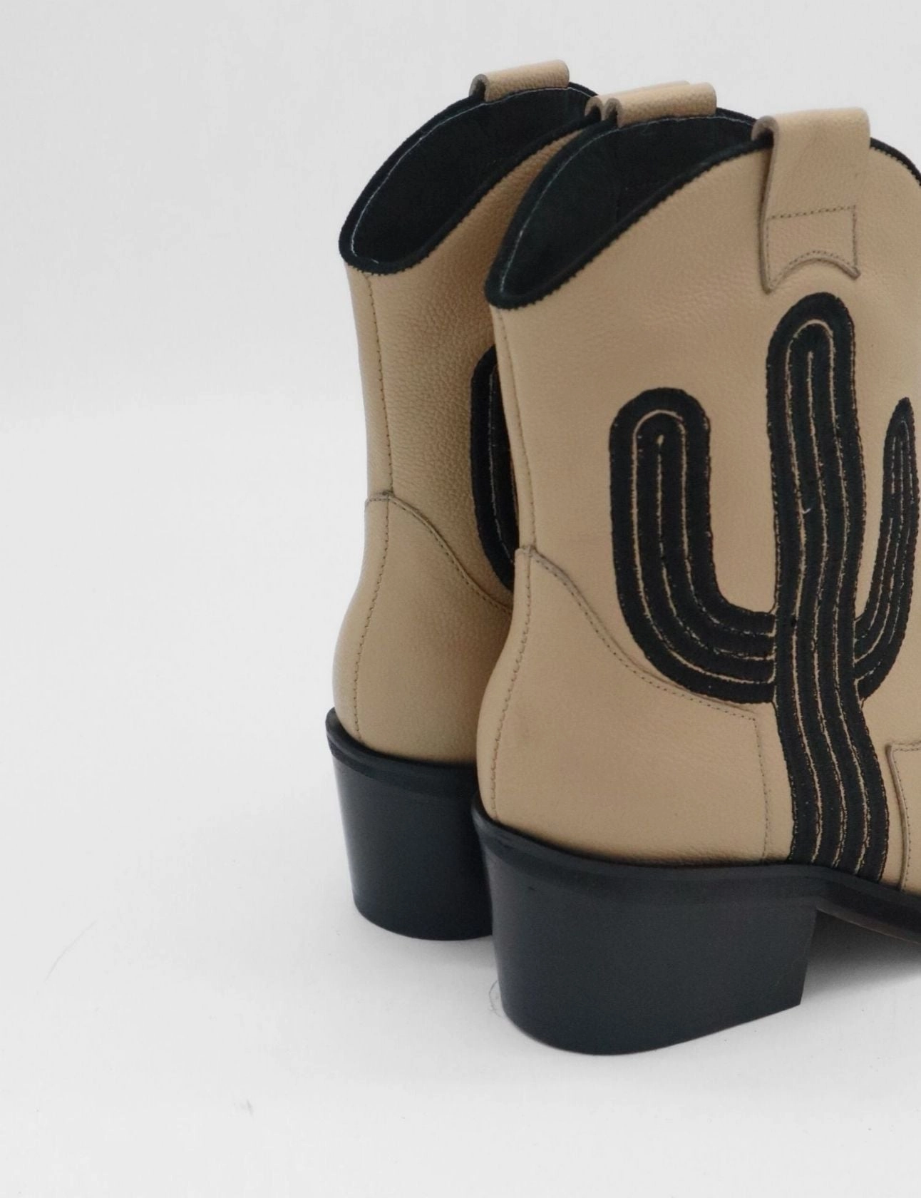 Oasis western cowboy boots in mocha leather women's shoes Block Heel Suede Ankle Boots