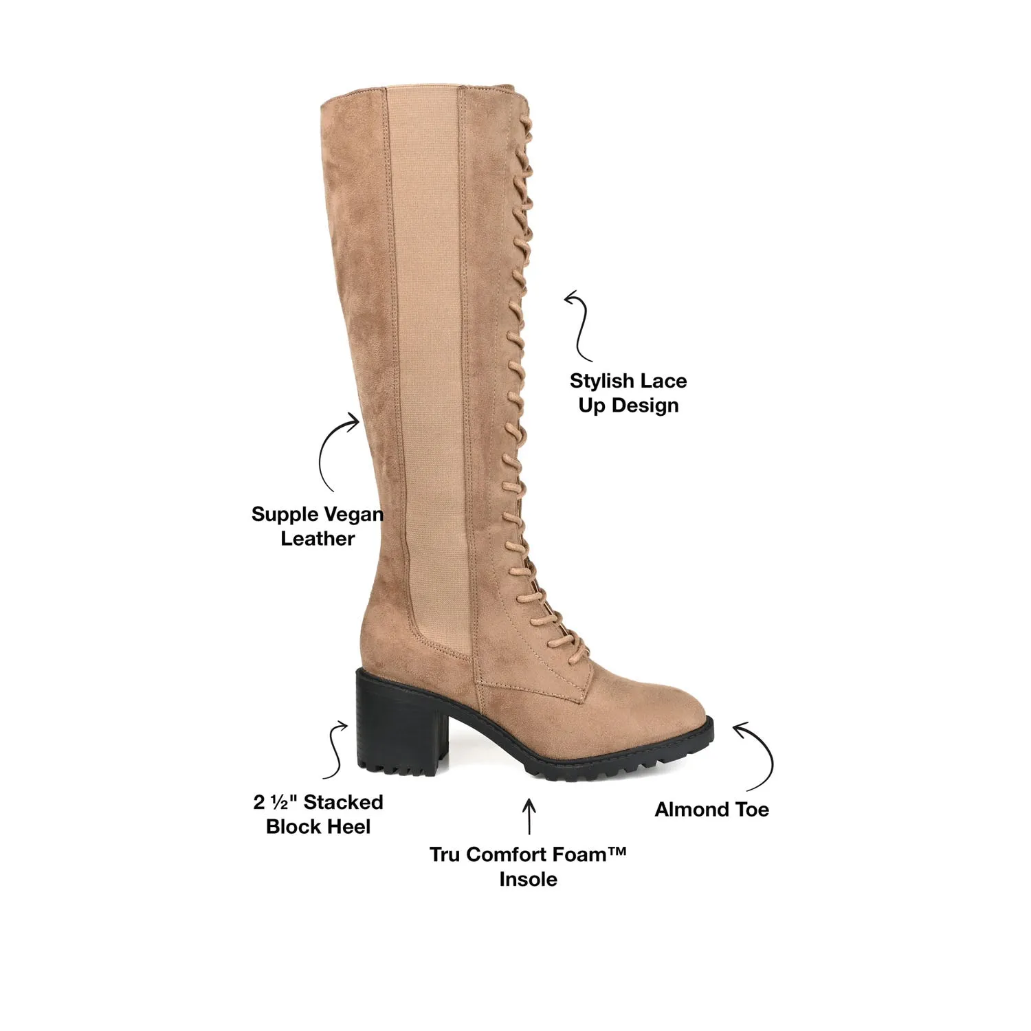 JENICCA LACE-UP BOOTS IN X-WIDE CALF Suede Knee High Boots