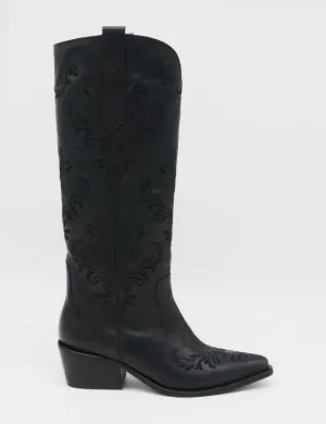 Punk Boots Jolene western cowboy boots in black leather women's shoes