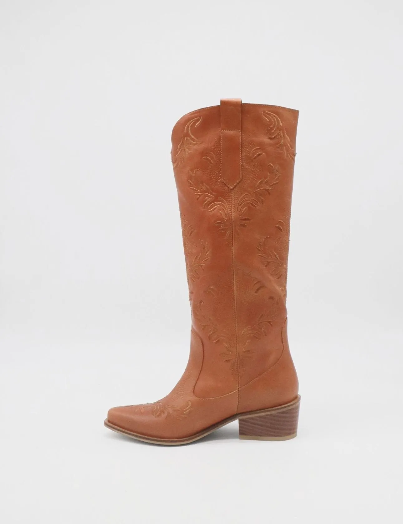 Jolene western cowboy boots in cognac leather women's shoes Cool Army Boots