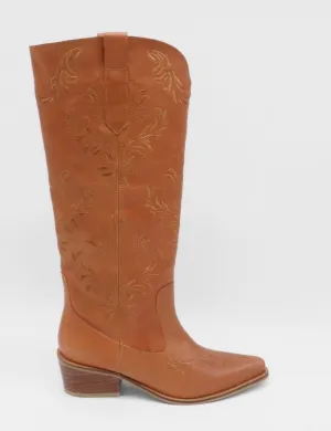 Guinea Boots Jolene western cowboy boots in cognac leather women's shoes
