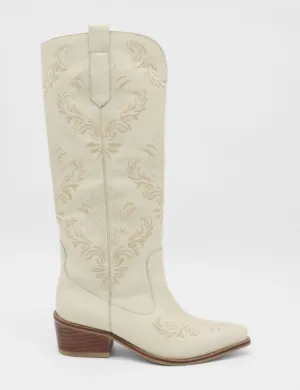 Patent Leather Ankle Boots Jolene western cowboy boots in ivory leather women's shoes