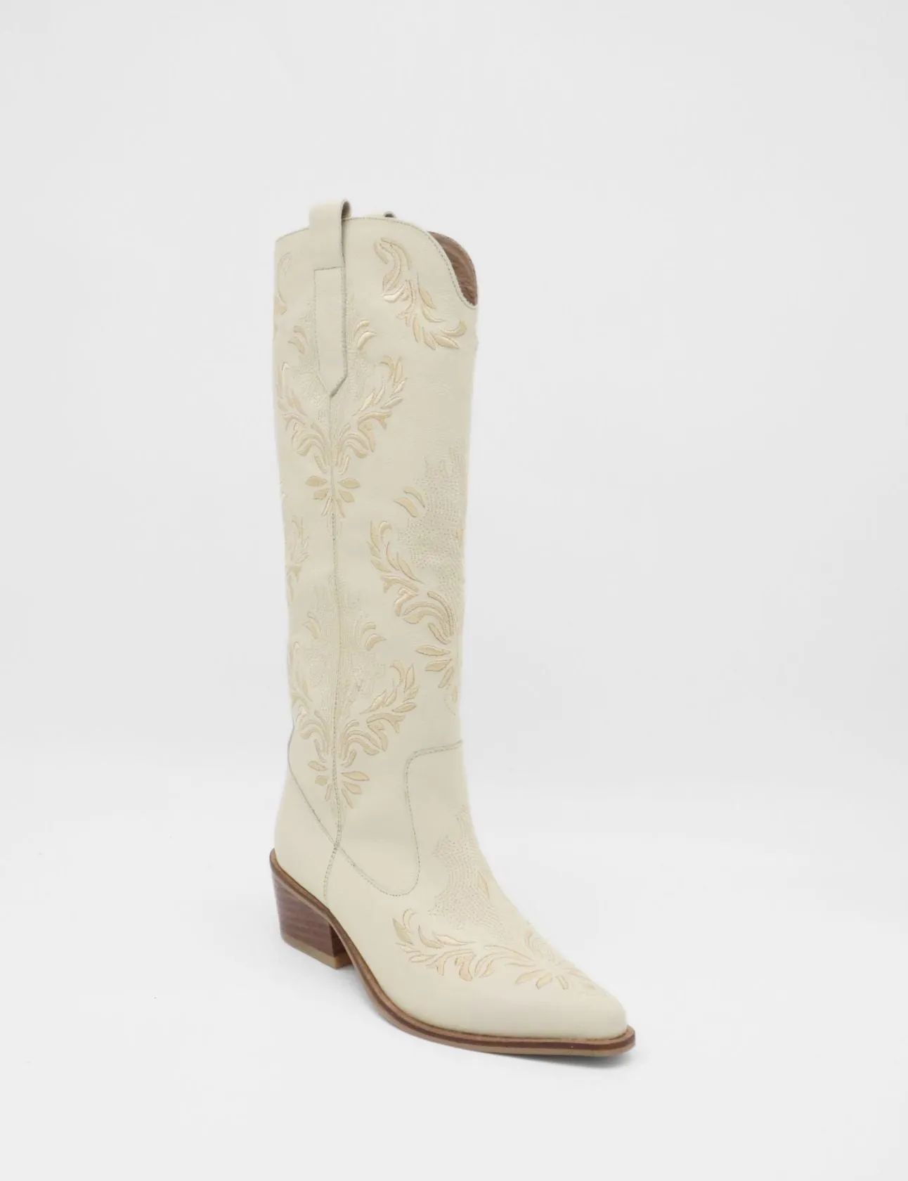 George Boots Jolene western cowboy boots in ivory leather women's shoes