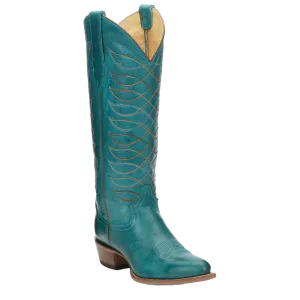 Justin Ladies Whitley 15" Vintage Turquoise Round Toe Western Boots VN4460 Patent Leather Ankle Boots