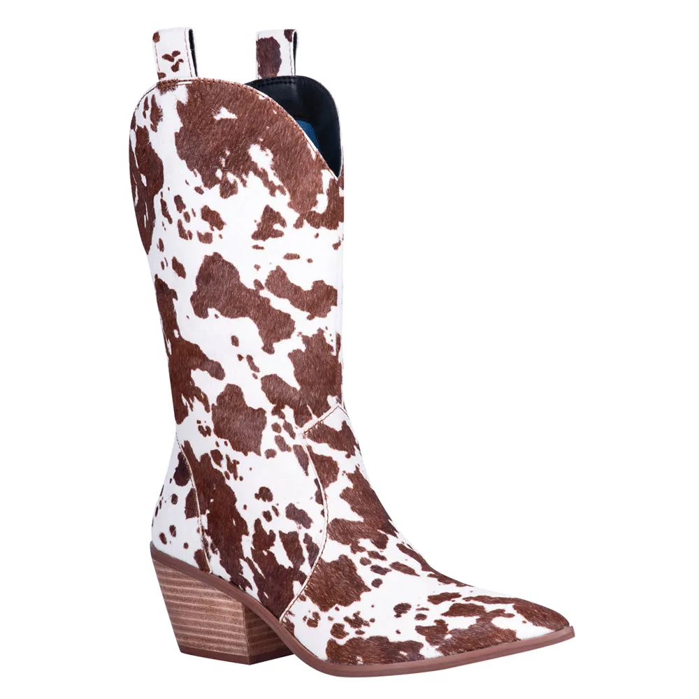 Cowprint Boots Live A Little Cow Print Pointed Toe Cowboy Boots