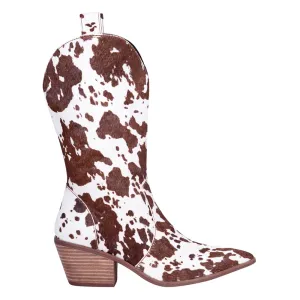 Humpty Dumpty Puss Boots Live A Little Cow Print Pointed Toe Cowboy Boots