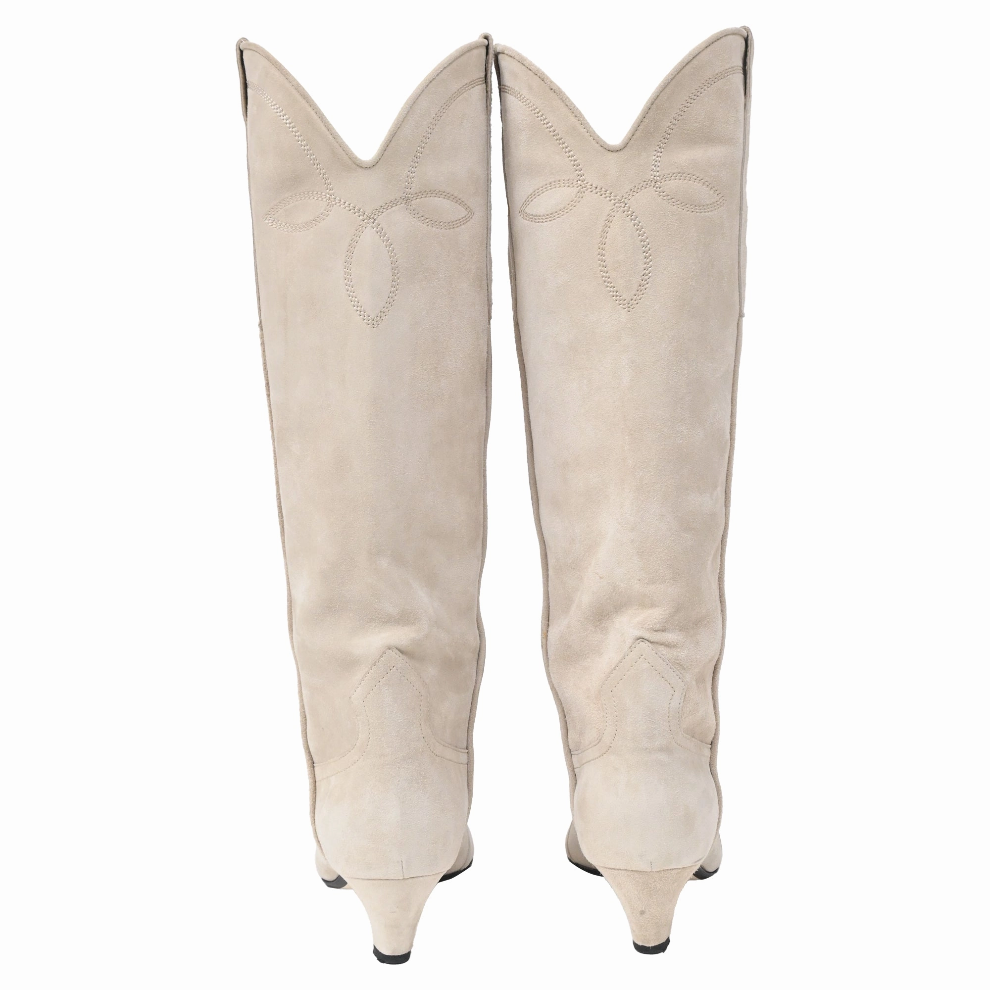 Holographic Space Boots Khaite Dallas Western Boots in Cream Suede