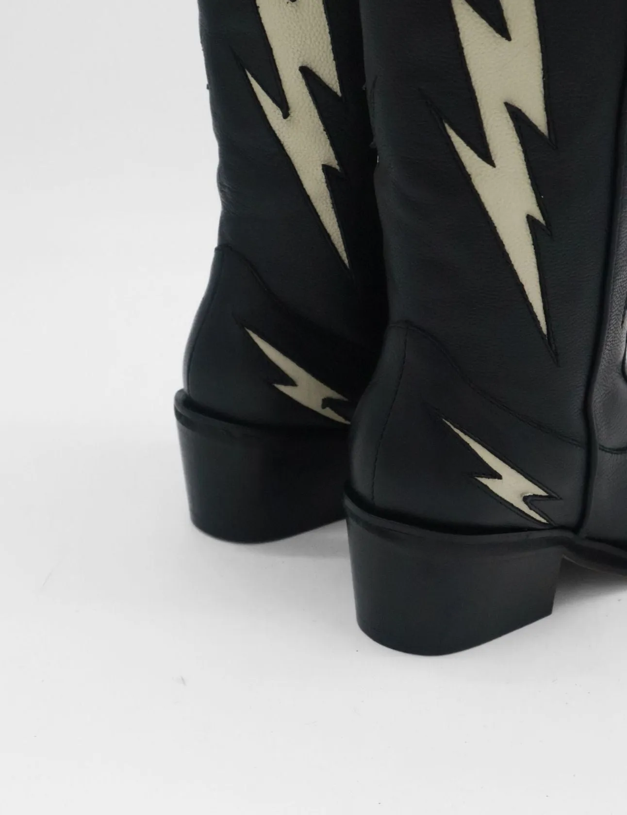 Kiss western cowboy boots in black leather women's shoes Black Knee High Boots