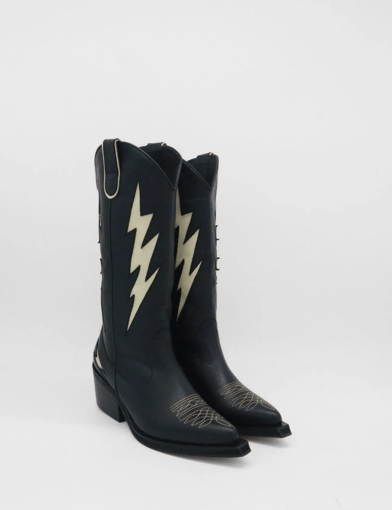 Kiss western cowboy boots in black leather women's shoes Cheros Boots