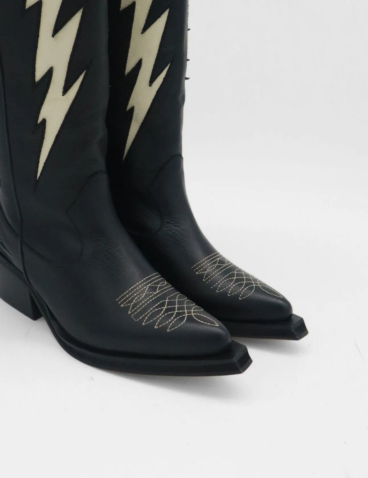 Kiss western cowboy boots in black leather women's shoes Jonak Boots