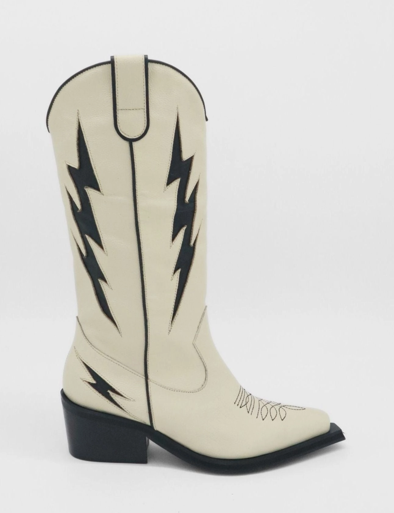 Fashion Western Boots Kiss western cowboy boots in ivory leather women's shoes