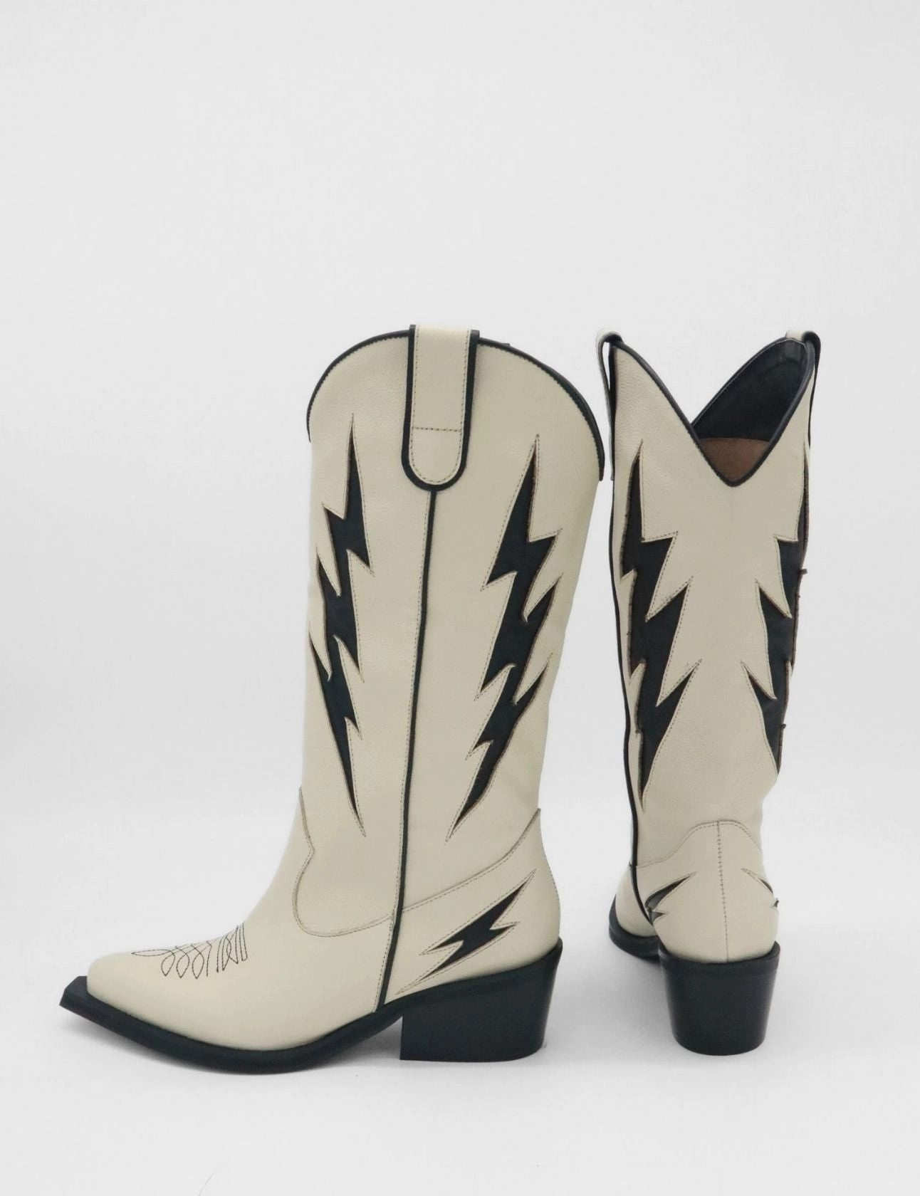 Good Military Boots Kiss western cowboy boots in ivory leather women's shoes