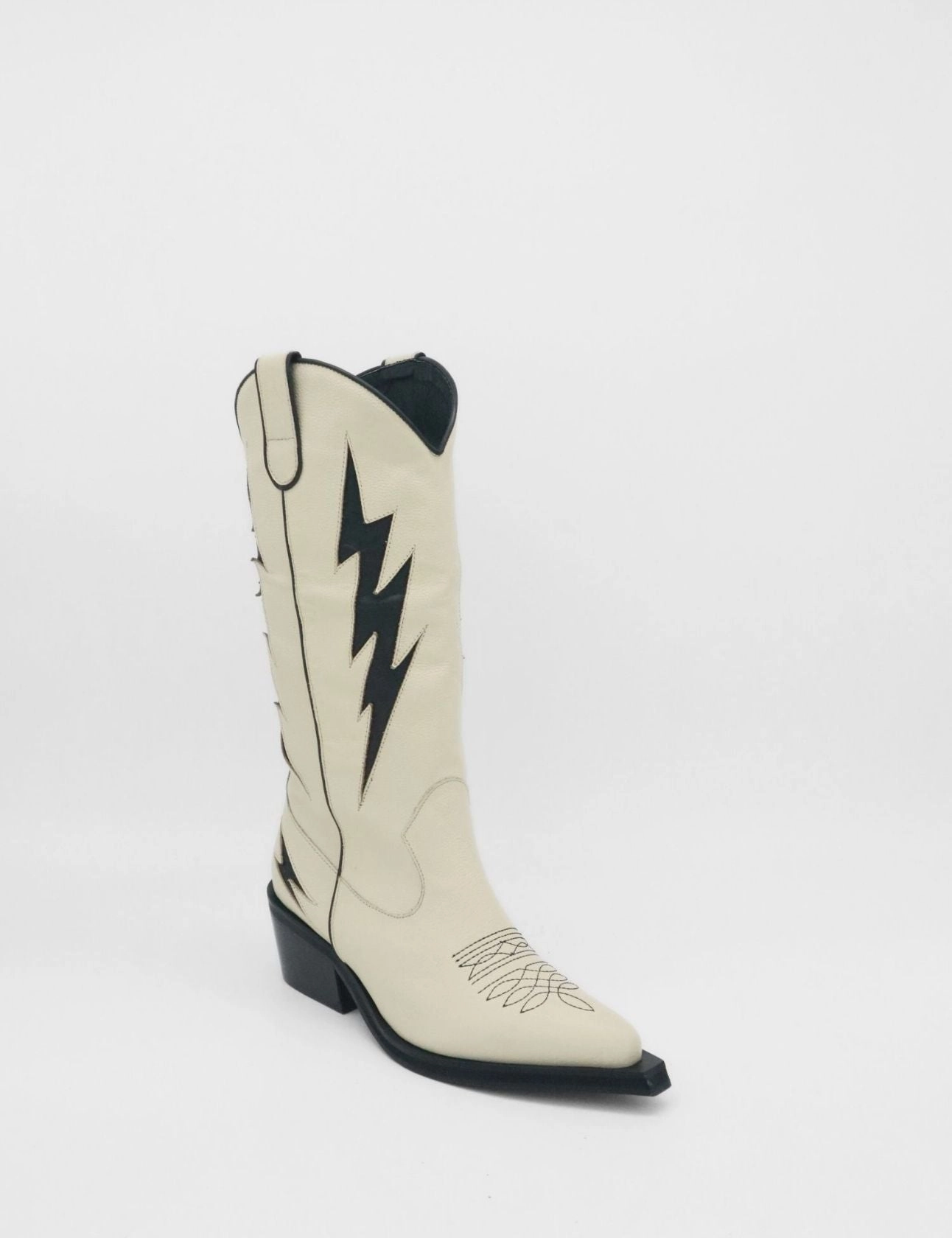 Kiss western cowboy boots in ivory leather women's shoes Service Boots