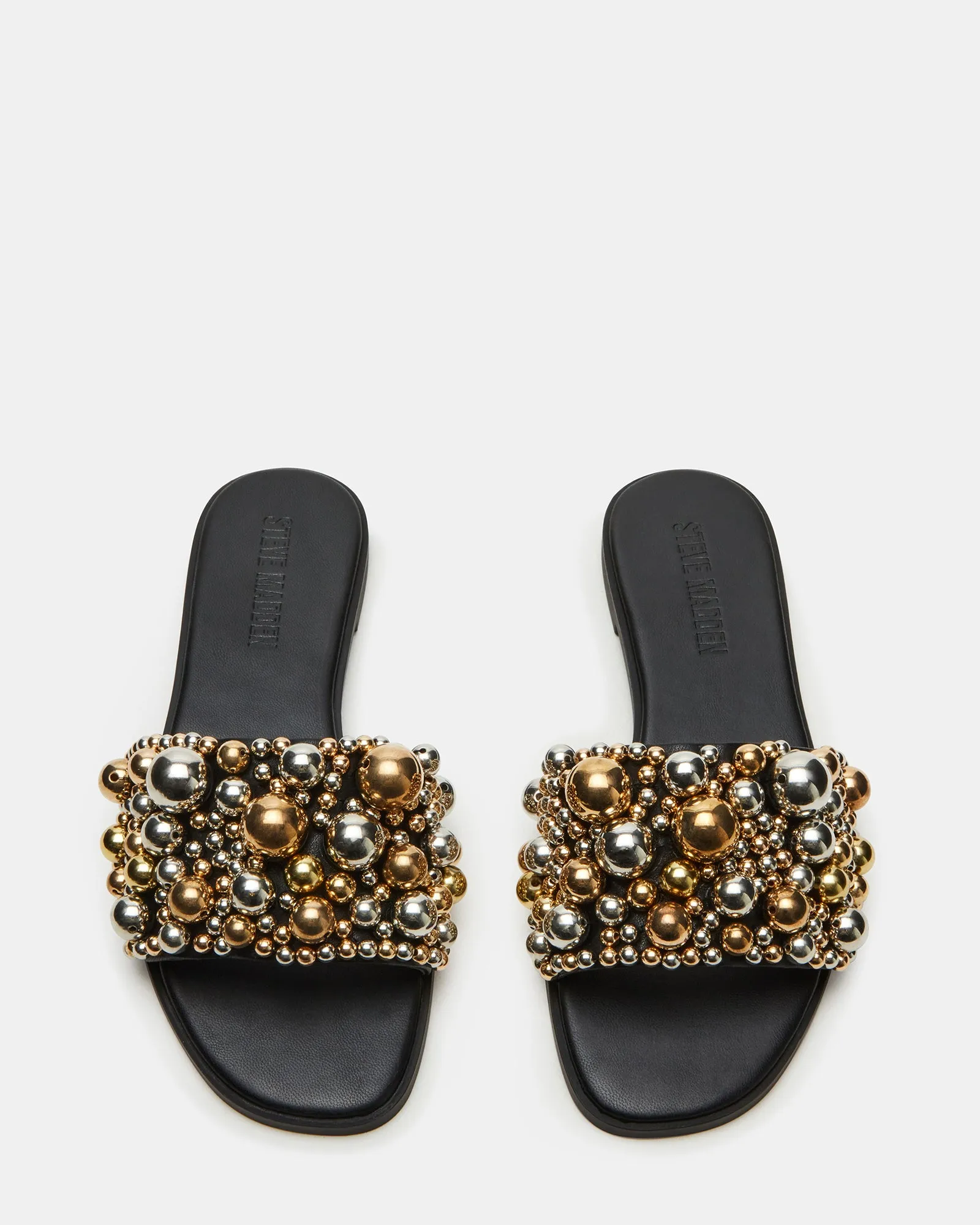 Gold Flat Open Toe Shoes Klio Sandal BLACK MULTI