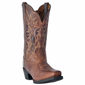 Laredo Ladies Malinda Distressed Tan Square Toe Western Boots 51134 Tan Military Boots