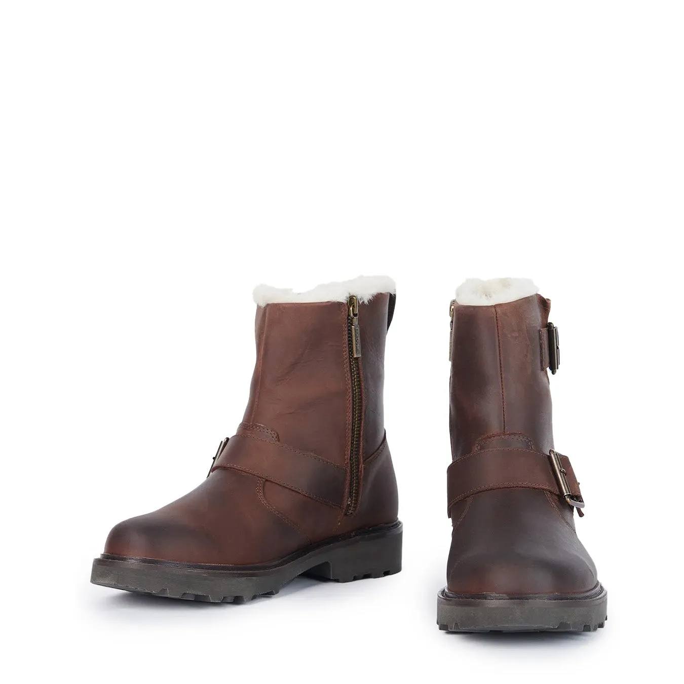 Police Boots Barbour Womens Derwent Biker Boots Brown