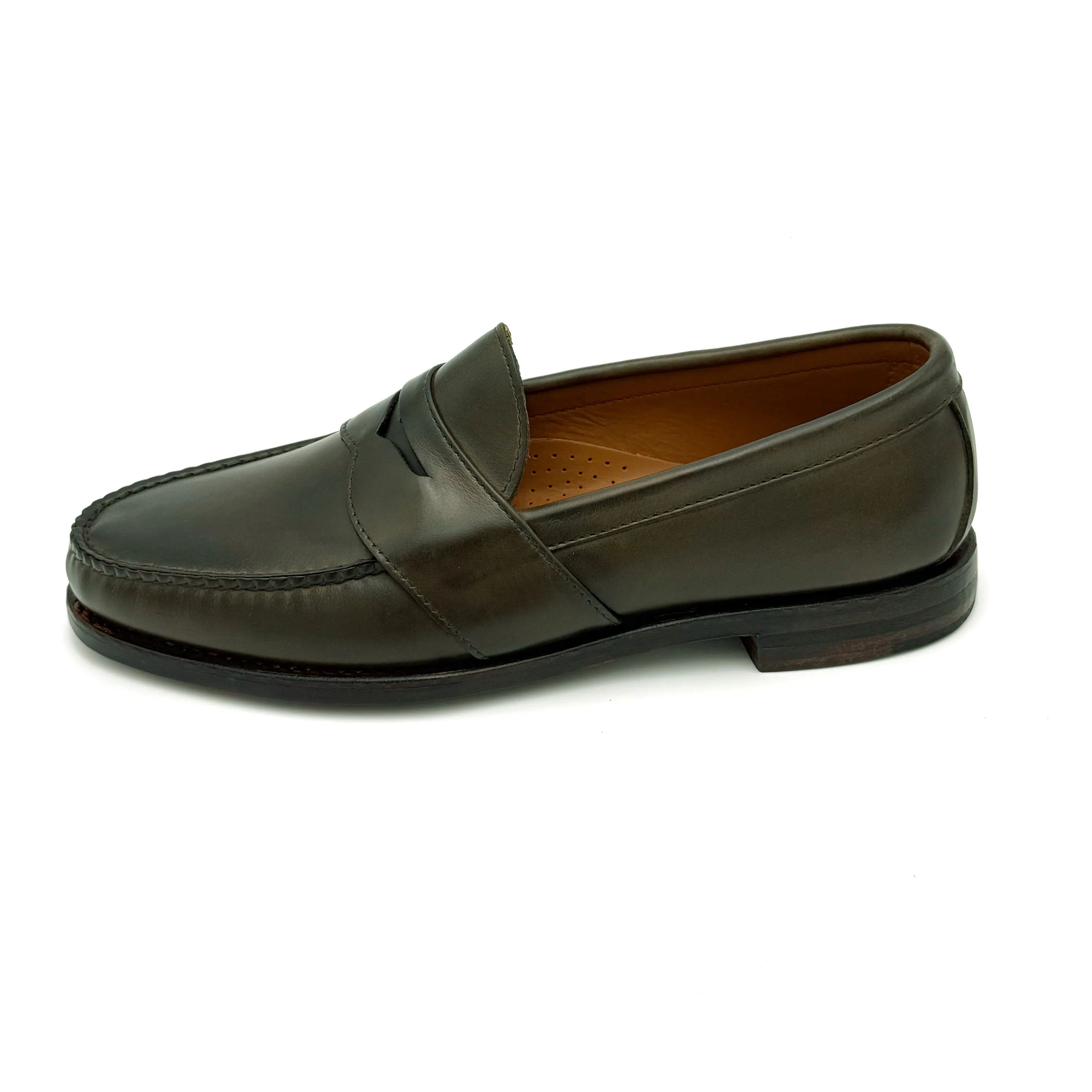 Weltline Penny Loafer - Olive Mimosa Calf Bar Loafers