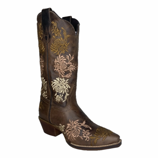 Laredo Ladies Sylvan Floral Tobacco Brown Leather Boots 54271-BN123 K2 Maysis Boots