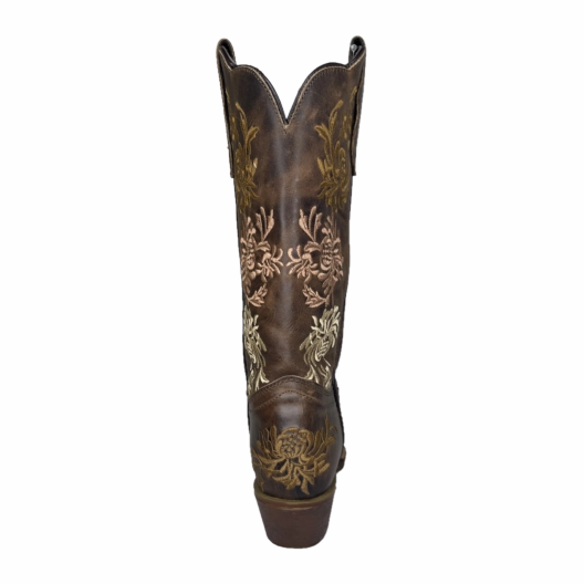 Laredo Ladies Sylvan Floral Tobacco Brown Leather Boots 54271-BN123 Wellington Work Boots