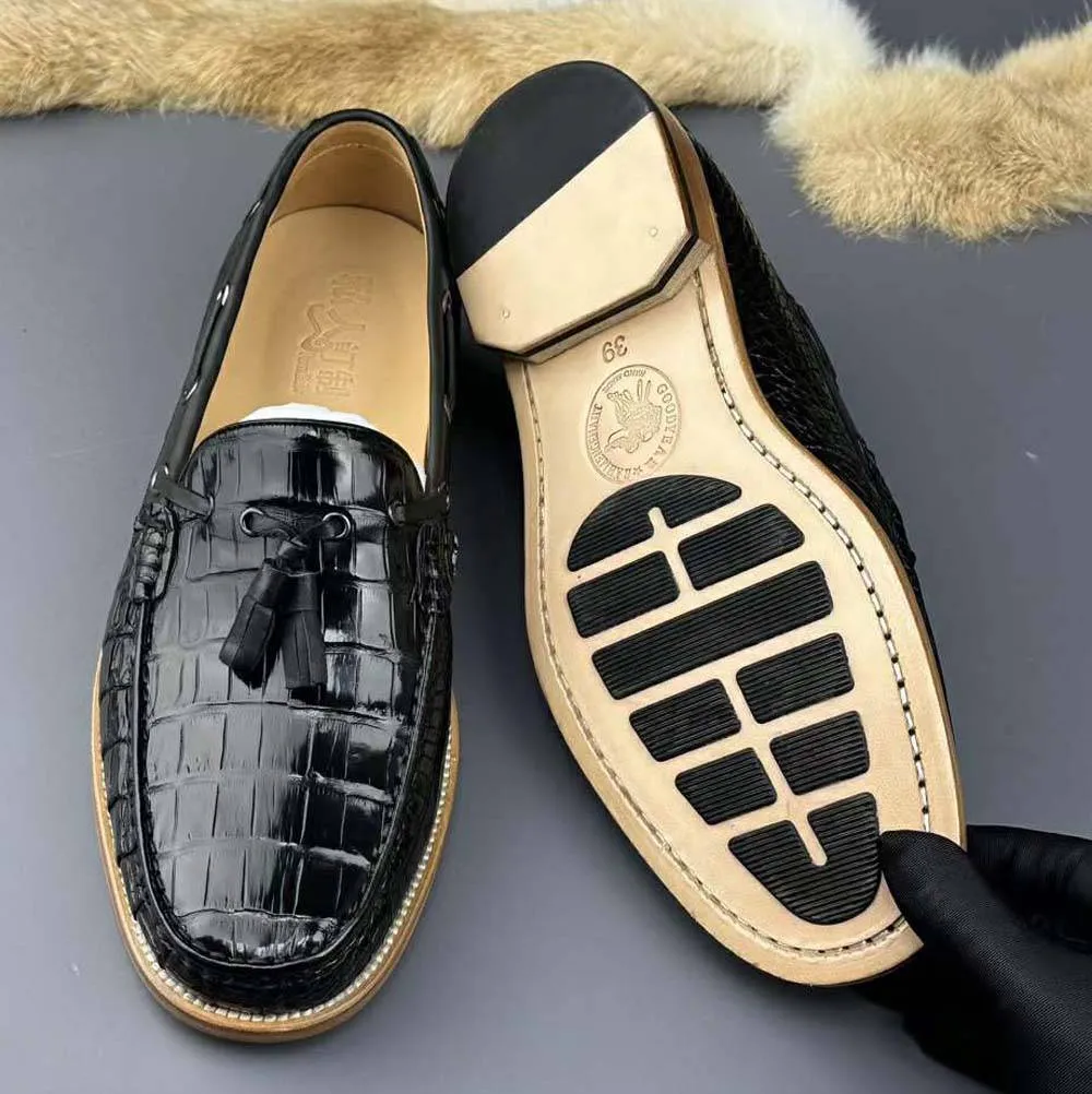 Crocodile Shoes Genuine Crocodile Skin Leather Classic Fashion Slip On Driving Loafers Prom Shoes Loafers