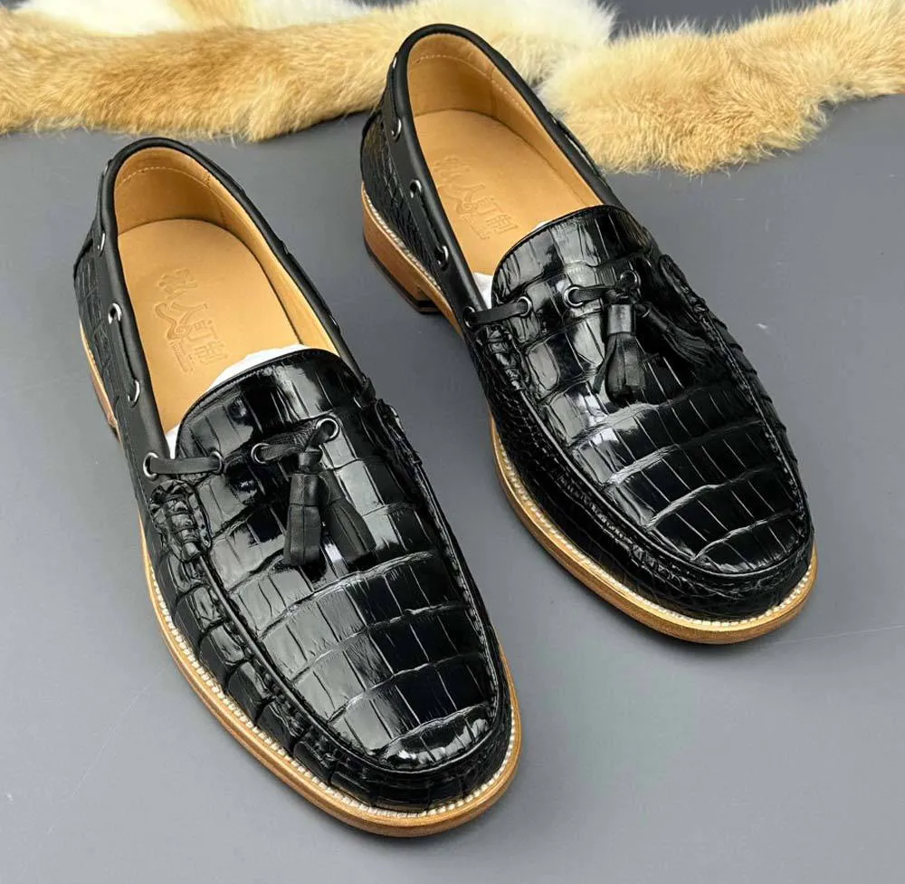 Crocodile Shoes Genuine Crocodile Skin Leather Classic Fashion Slip On Driving Loafers Loafers With Khakis