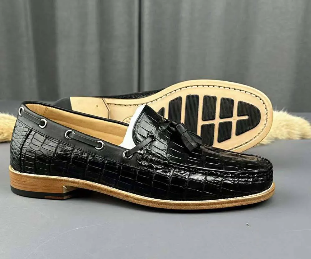 Carrera Loafers Crocodile Shoes Genuine Crocodile Skin Leather Classic Fashion Slip On Driving Loafers