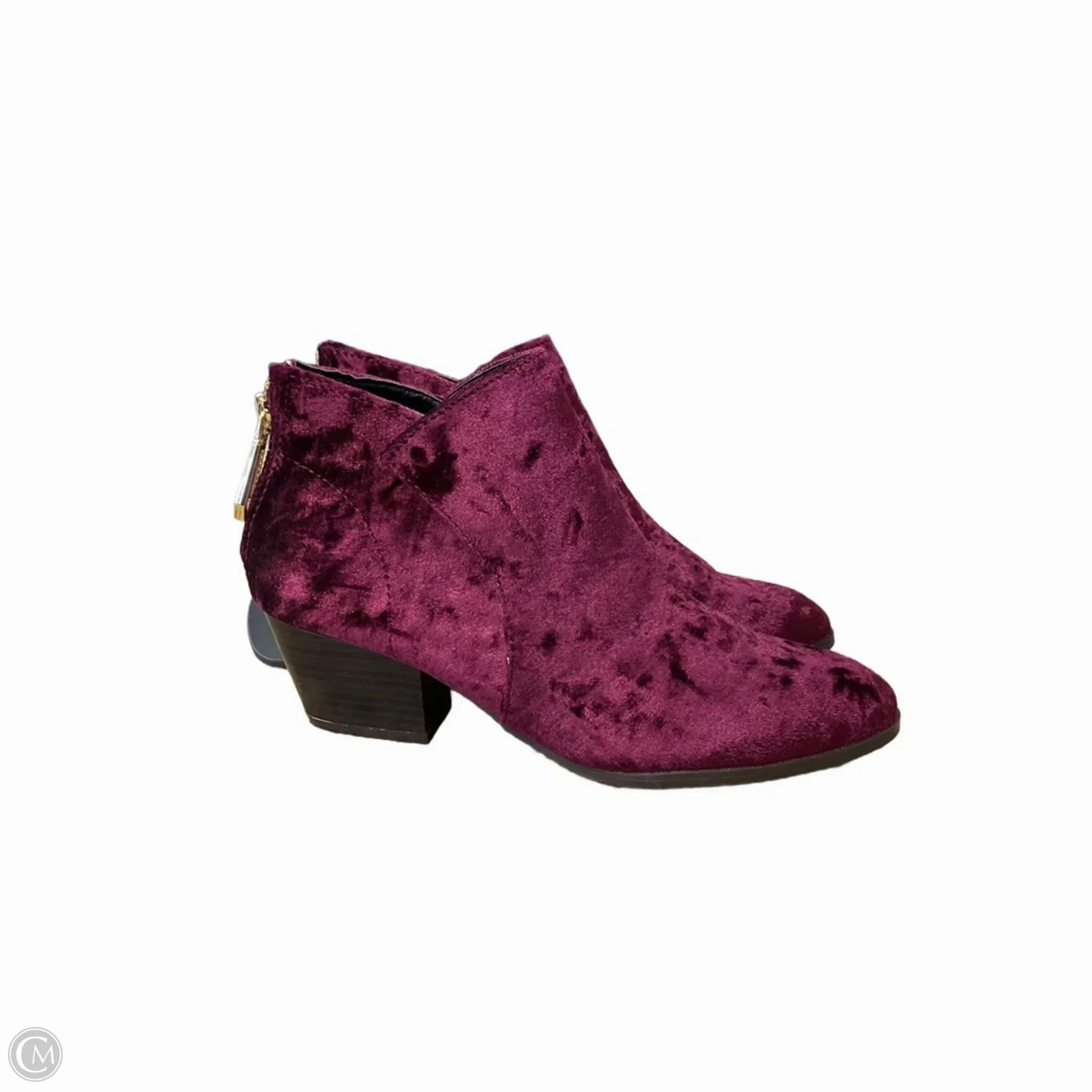 Low Heel Comfortable Ankle Boots Boots Ankle Heels By Qupid In Maroon, Size: 7