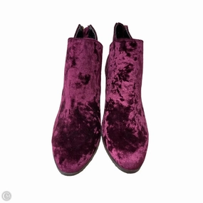 Boots Ankle Heels By Qupid In Maroon, Size: 7 Square Toe Chunky Ankle Boots