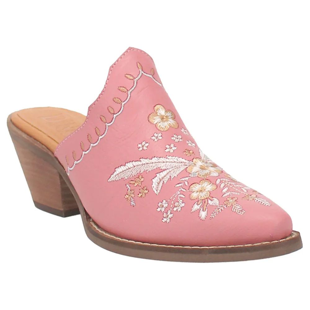 Wildflower Floral Embroidered Round Toe Mule Booties Dress Western Boots