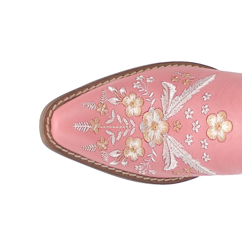 Walking Boots Waterproof Wildflower Floral Embroidered Round Toe Mule Booties