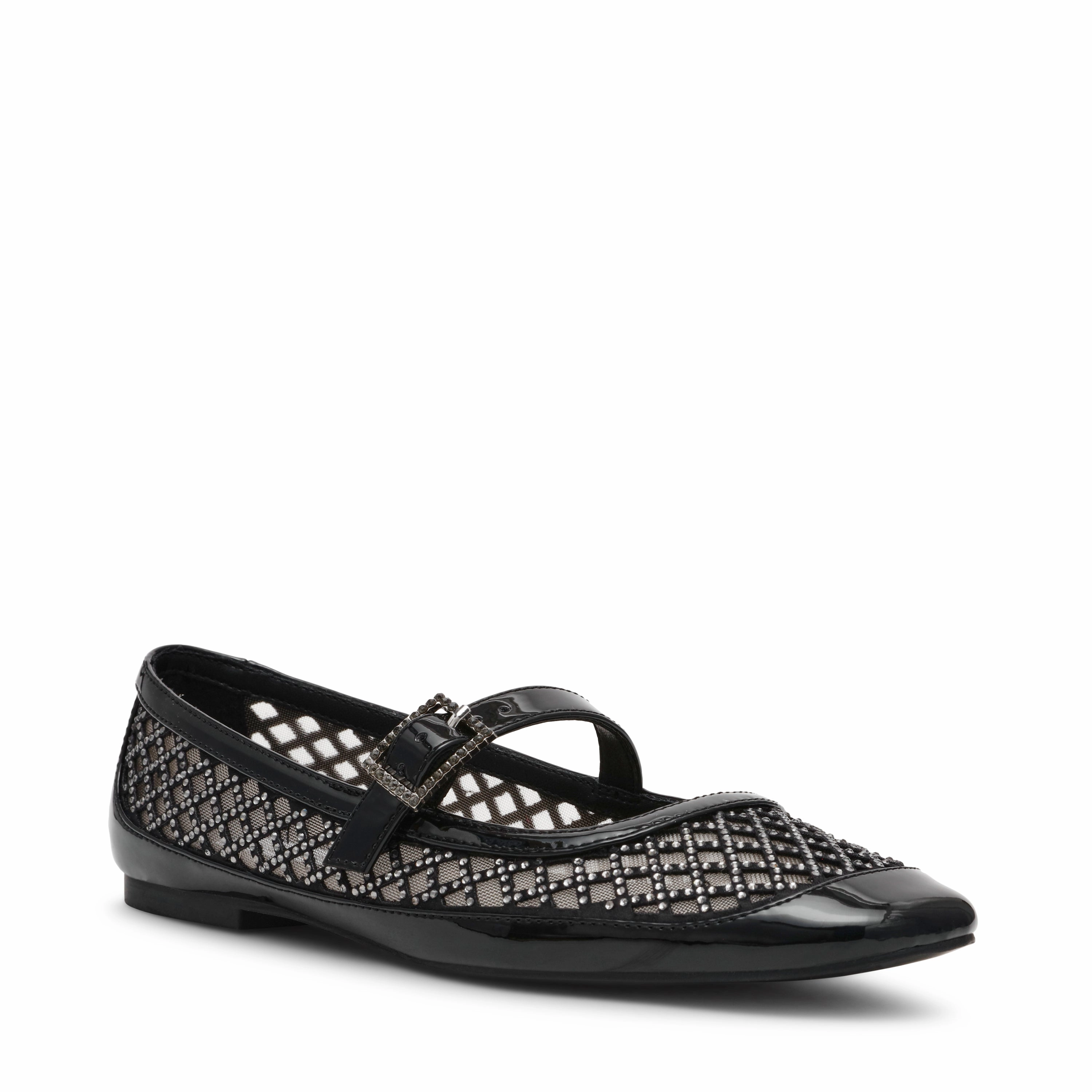 Well-Done Flat Shoe BLK PATENT Flat Shoes With Strap Around Ankle