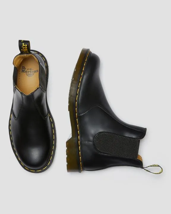 2976 Yellow Stitch Smooth Leather Chelsea Boots - Black - Mens Wide Toe Steel Toe Boots