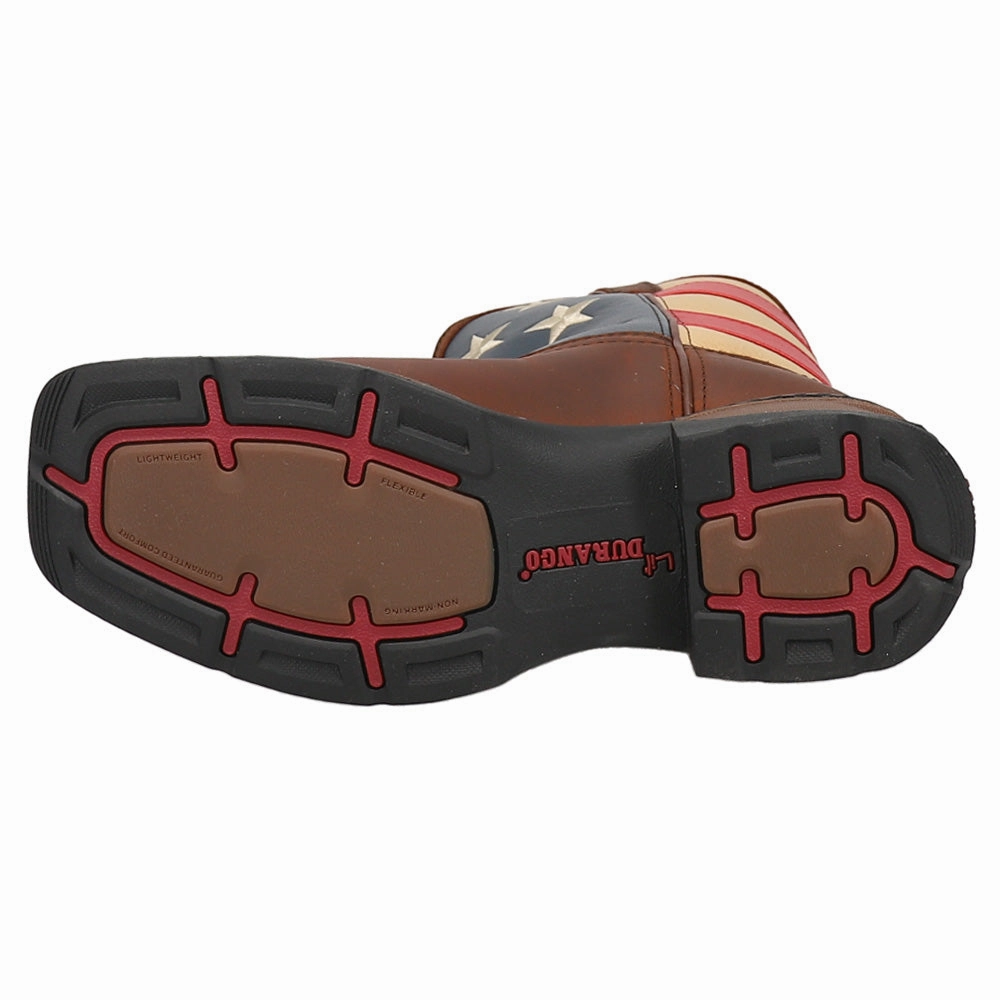 Wide Feet Boots Lil' Rebel Patriotic Flag Cowboy Square Toe Boots (Big Kid)