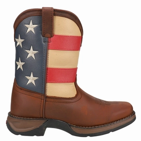 Lil' Rebel Patriotic Flag Cowboy Square Toe Boots (Big Kid) Snake Cowboy Boots