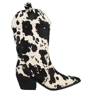 Wide Width Rubber Boots Live A Little Cow Print Pointed Toe Cowboy Boots