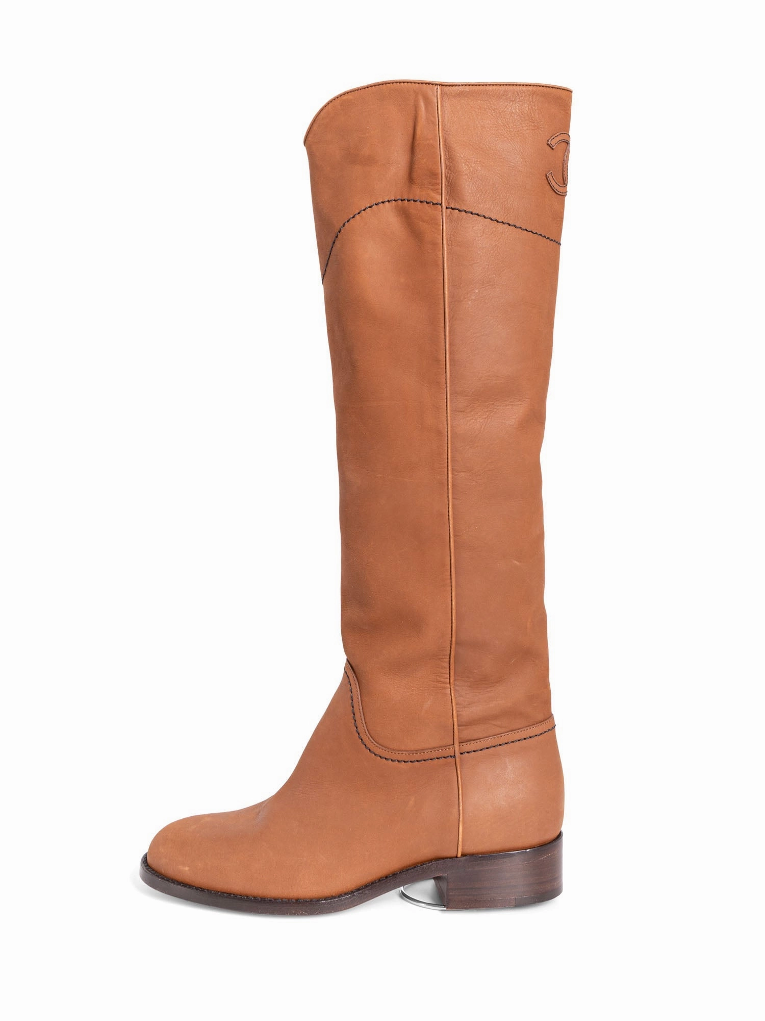 Top Quality Chanel CC Logo Leather Pull On Flat Boots Brown Platform Snow Boots