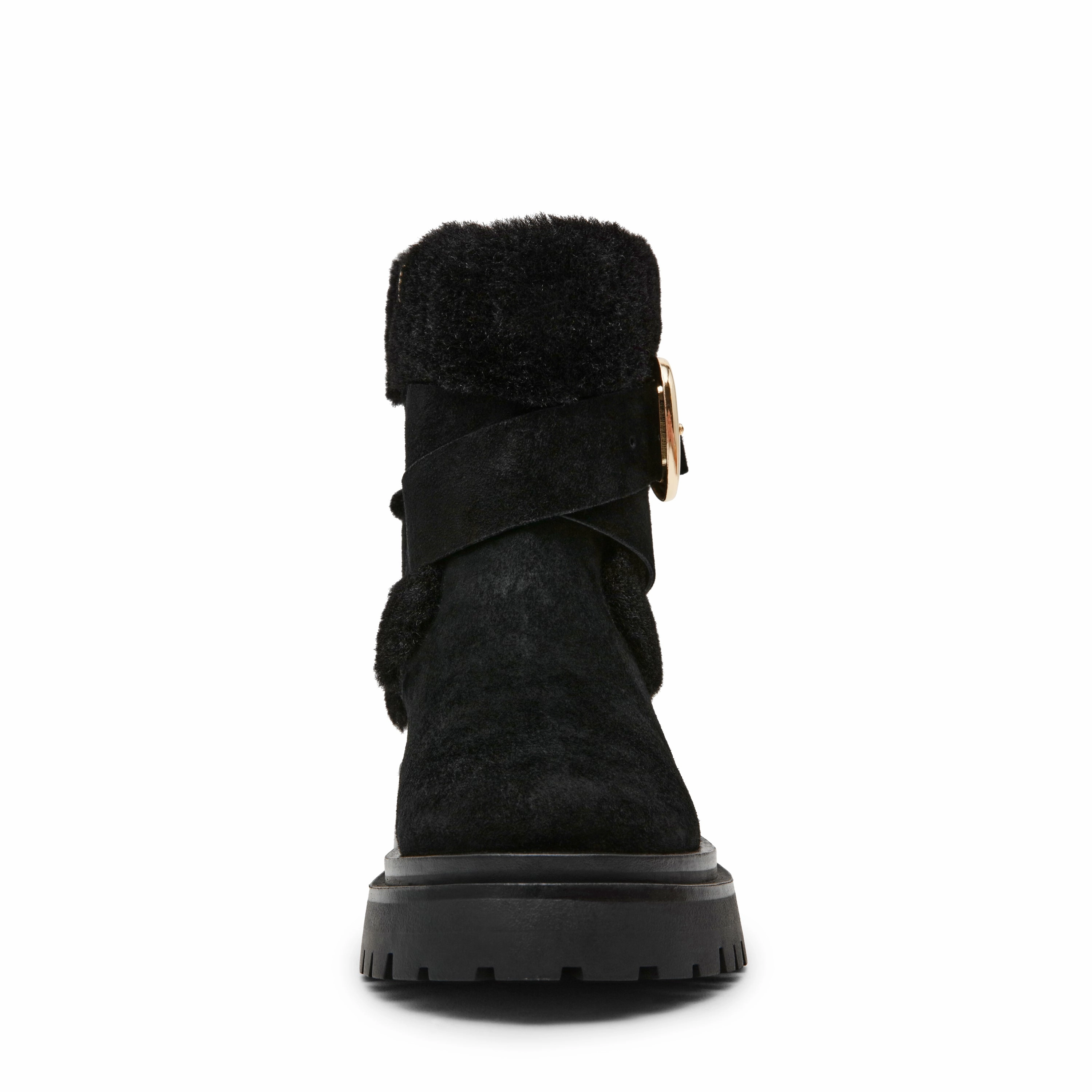 Square Toe Dress Boots Lodge Bootie BLACK SUEDE