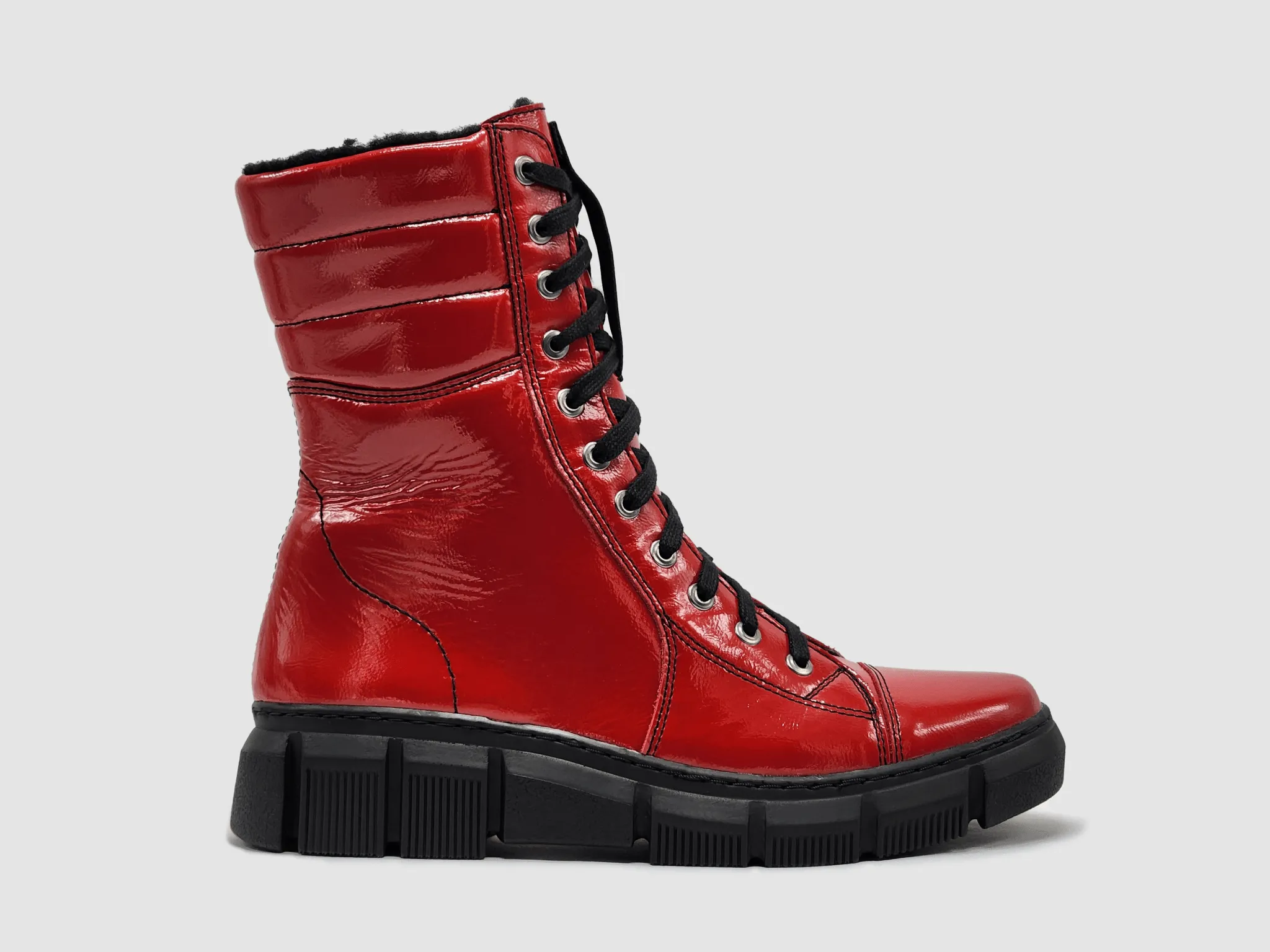Women's Helios Medusa Fur-Lined Zip-Up Leather Boots - Red Blowfish Malibu Boots