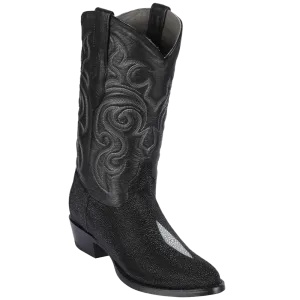 Custom Boots Los Altos Men's Stingray Leather Single Stone Black Western Boot 651205