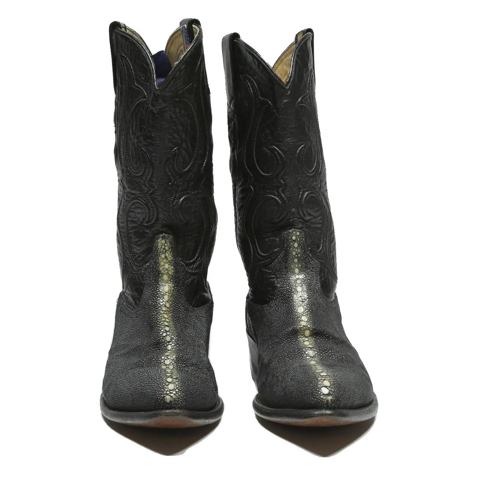 Boots From Dora LOS ALTOS Womens Black Leather Cowboy Boots UK 7 Western Fashion Stitched
