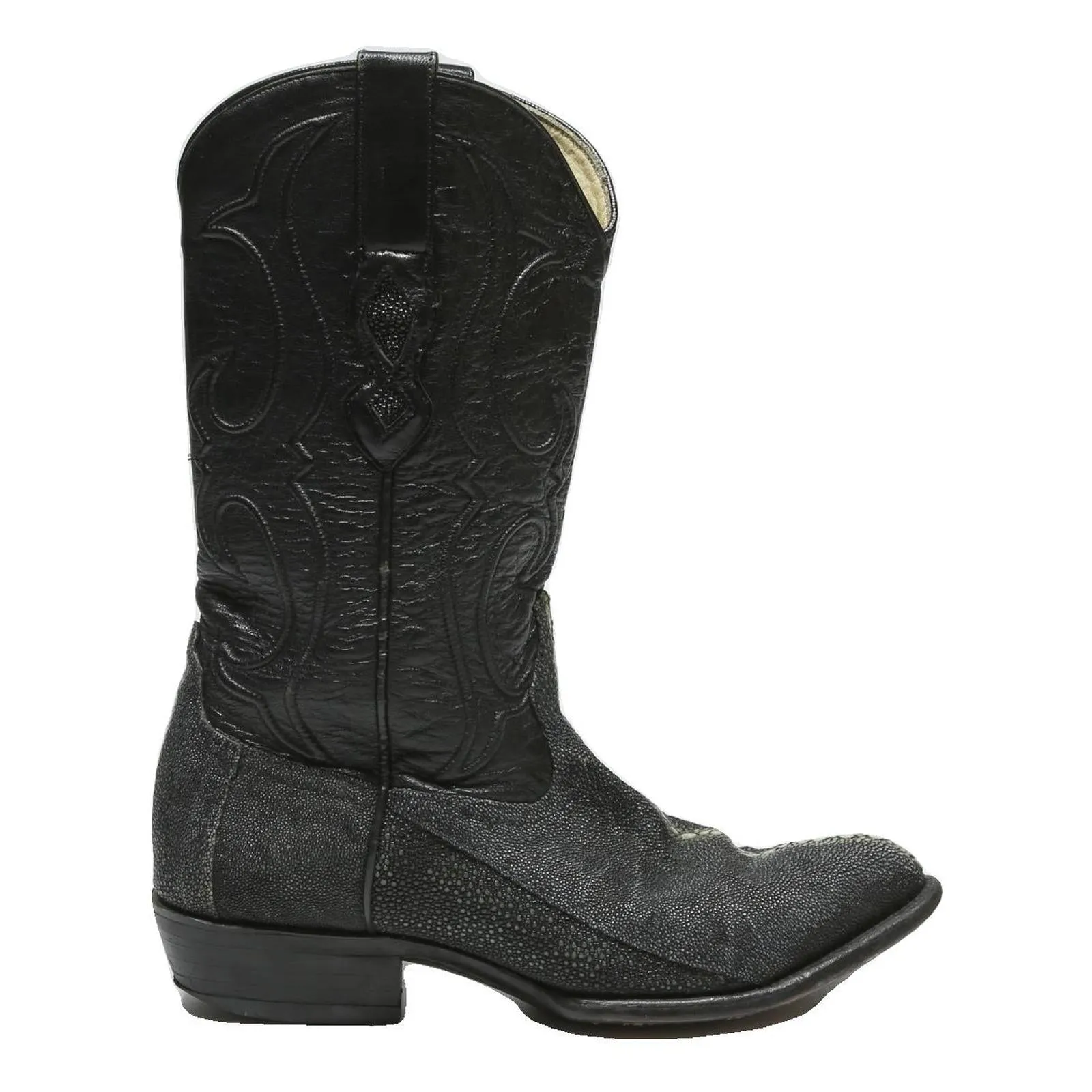 LOS ALTOS Womens Black Leather Cowboy Boots UK 7 Western Fashion Stitched Earth Origins Boots