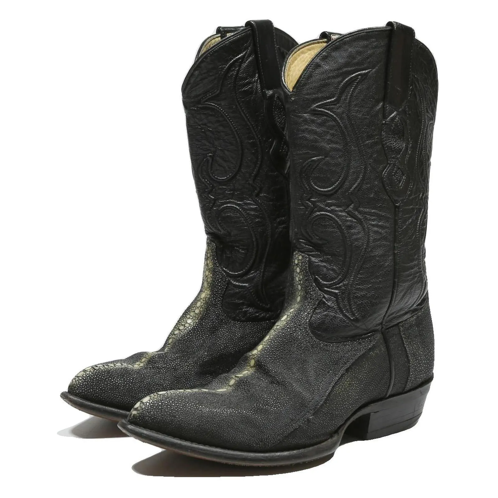 LOS ALTOS Womens Black Leather Cowboy Boots UK 7 Western Fashion Stitched Cabellas Boots