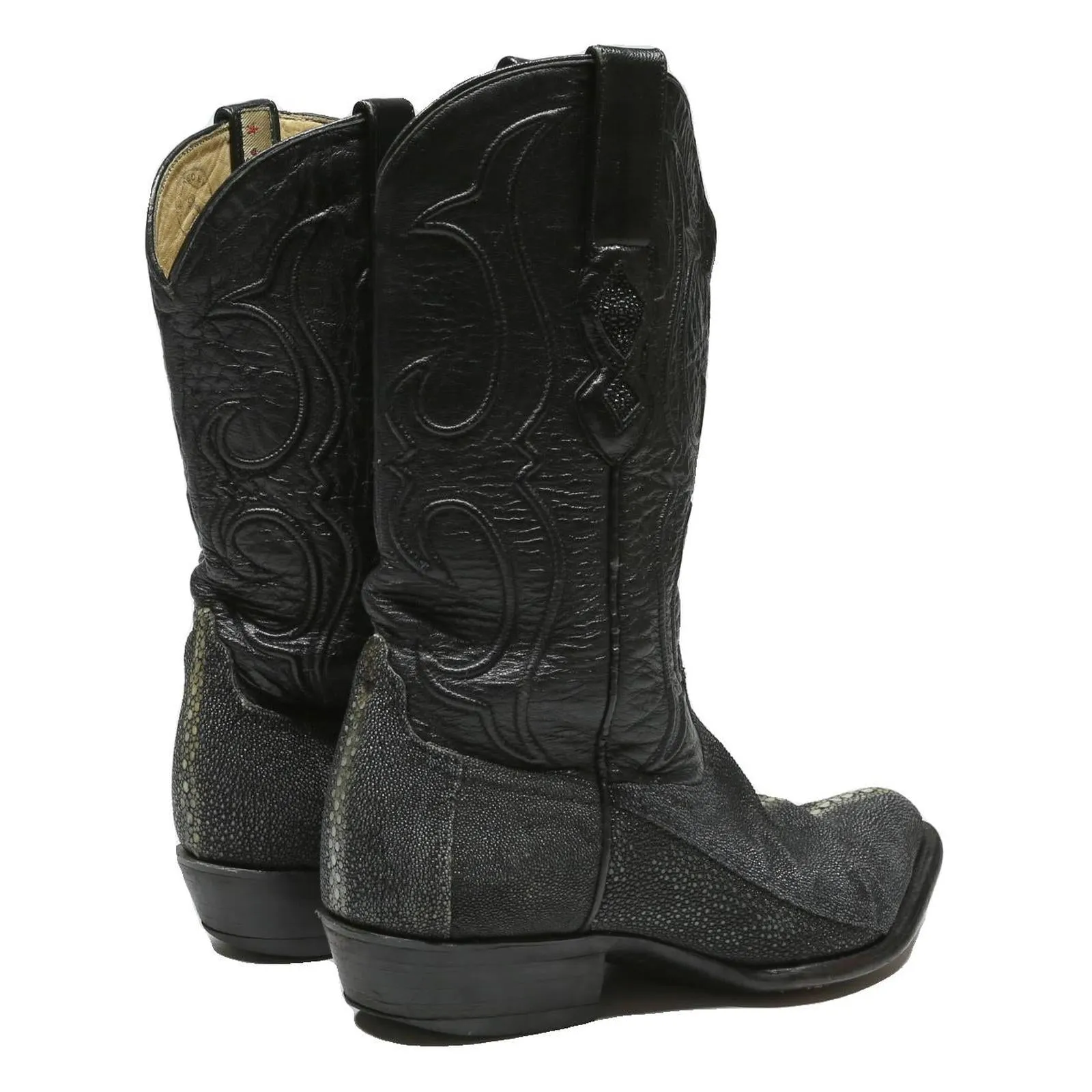 Military Surplus Boots LOS ALTOS Womens Black Leather Cowboy Boots UK 7 Western Fashion Stitched