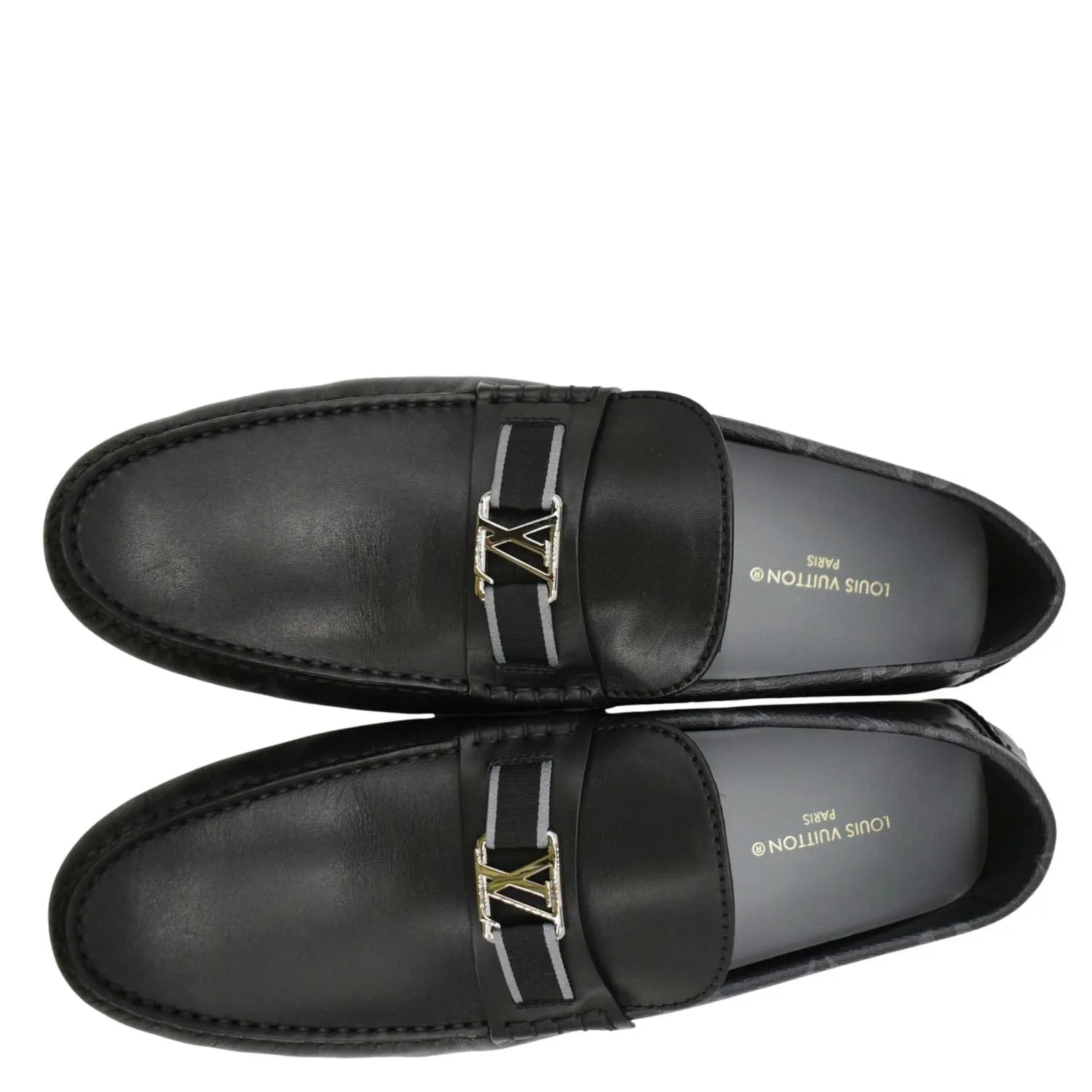 LOUIS VUITTON Hockenheim Moccasin Leather Loafers Black US 10 Lv Loafers