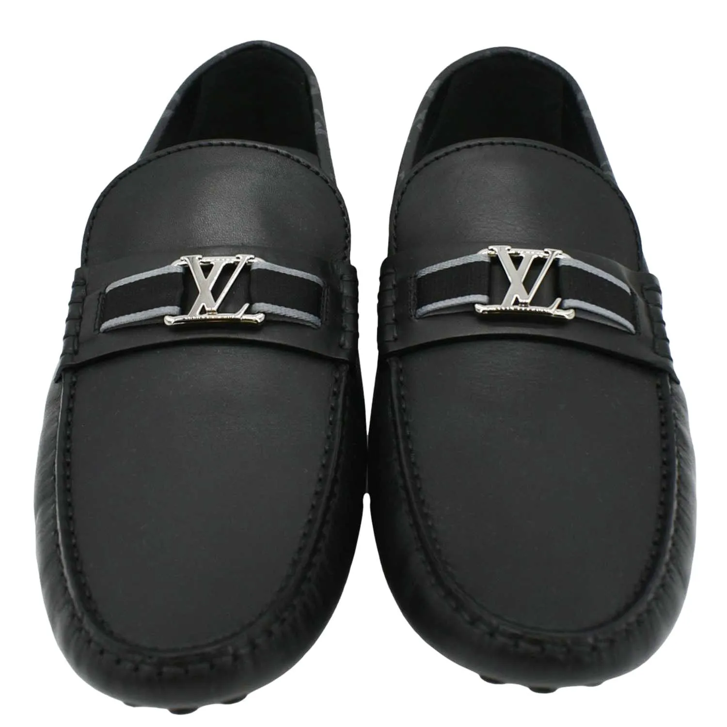 LOUIS VUITTON Hockenheim Moccasin Leather Loafers Black US 10 Horsebit Loafers With Suit