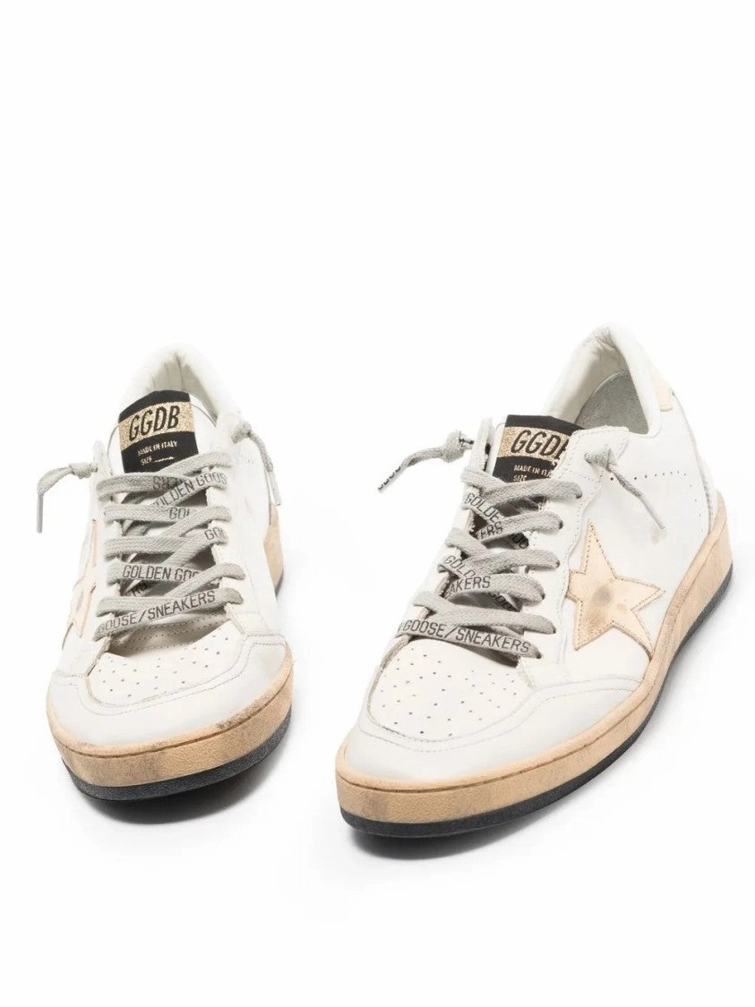 Low-Top Sneakers With Distressed Leather Shoes Sneakers