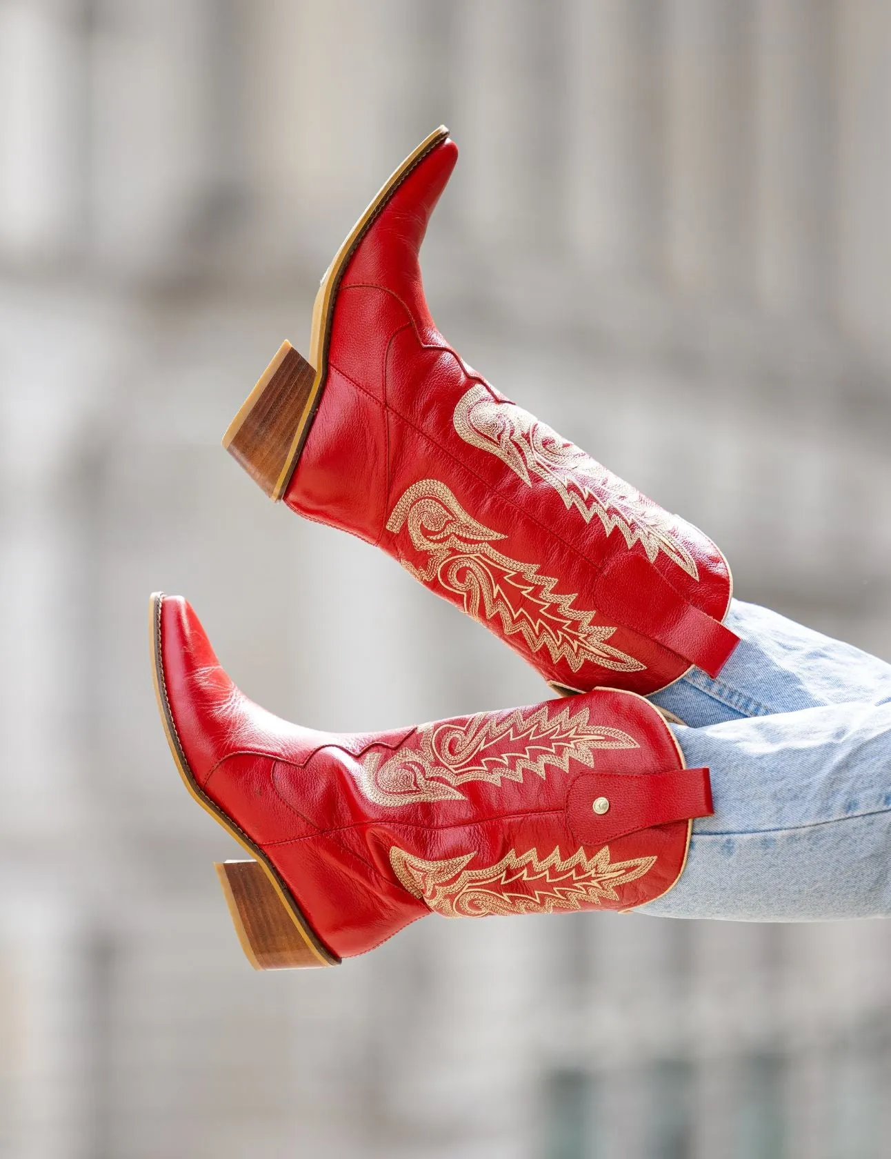 Hopalong Boots Loyal western cowboy boots in red leather women's shoes