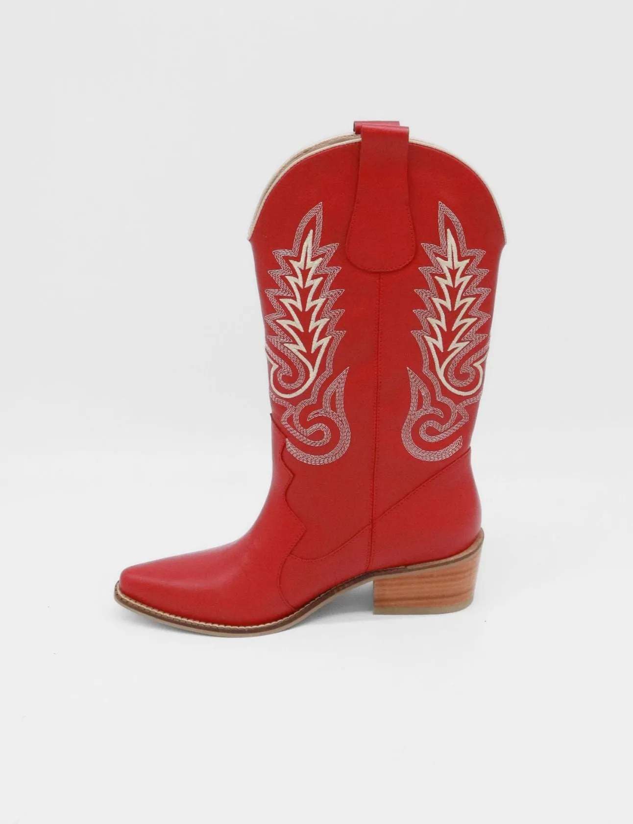 Loyal western cowboy boots in red leather women's shoes Kal Kal Boots
