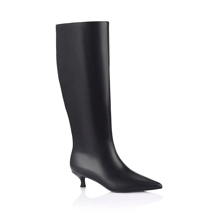 Leather Black Lucila Knee High Boots - Black