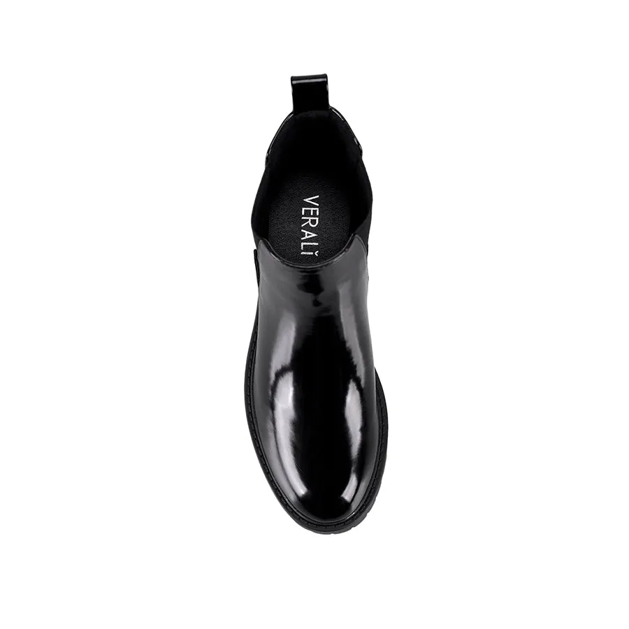 Jaya Chelsea Gusset Boots - Black Box PU Ankle Comfort Boots